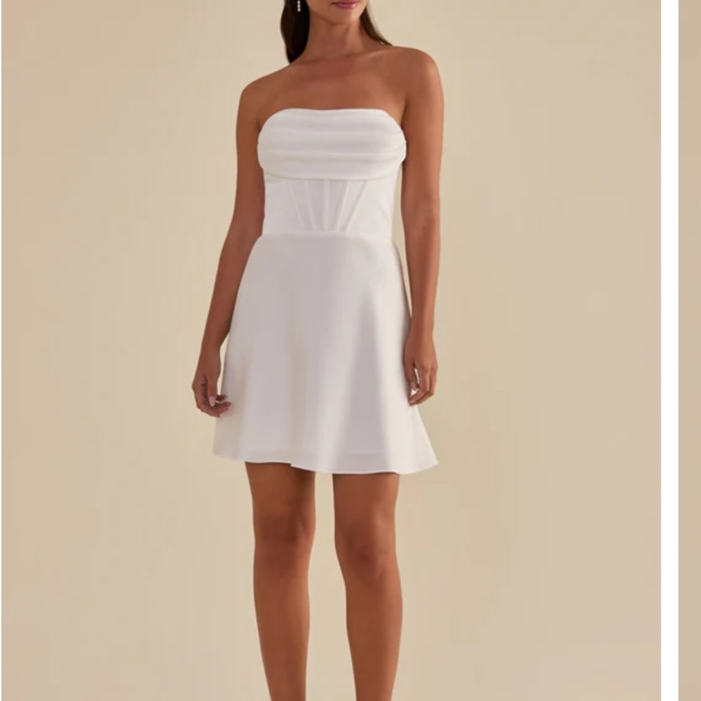 Birdy Grey White Strapless A-line Mini Dress